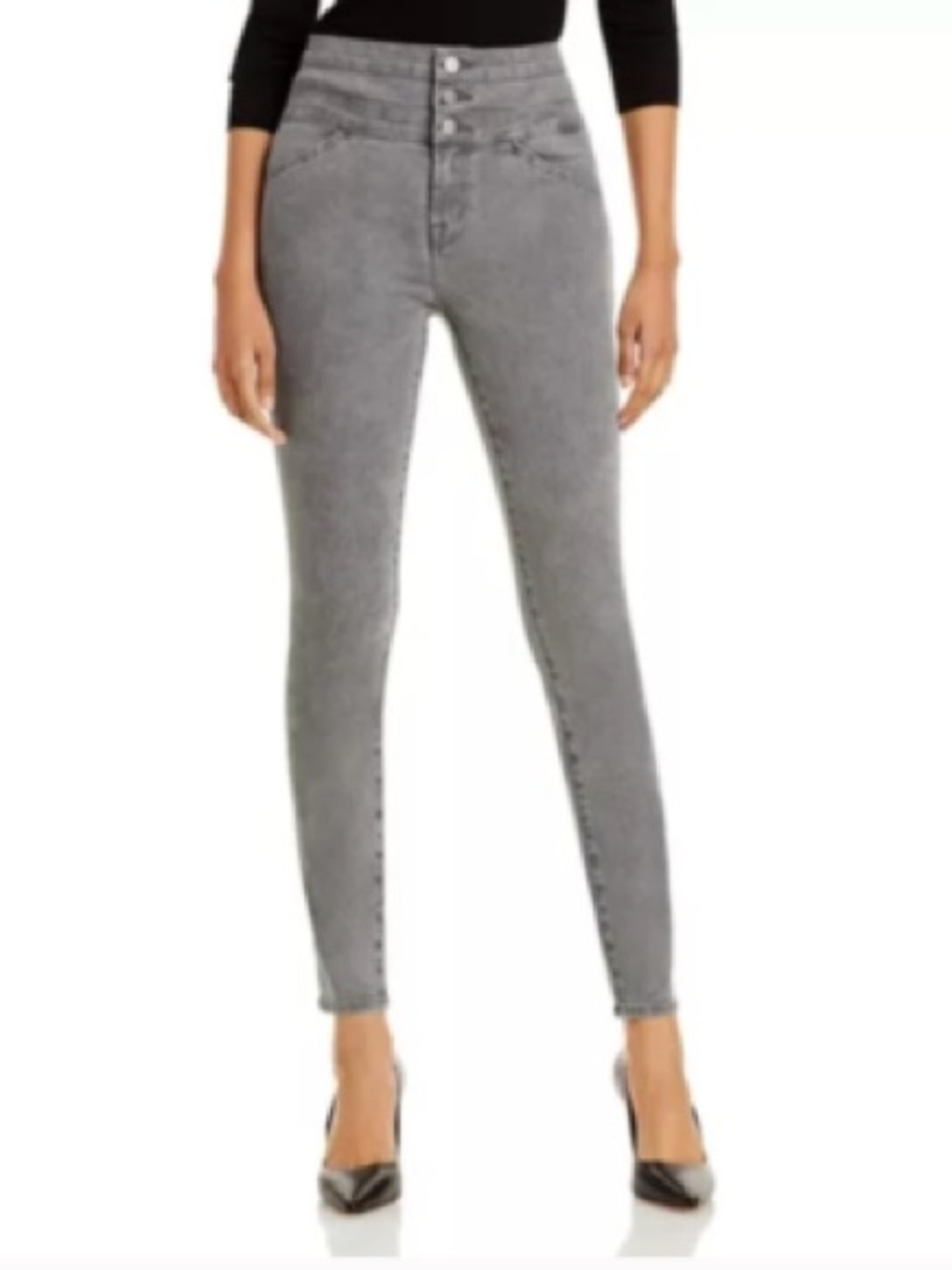 New J Brand Annalie Allure Button Fly High Rise Washed Gray Ankle Jeans Size 24